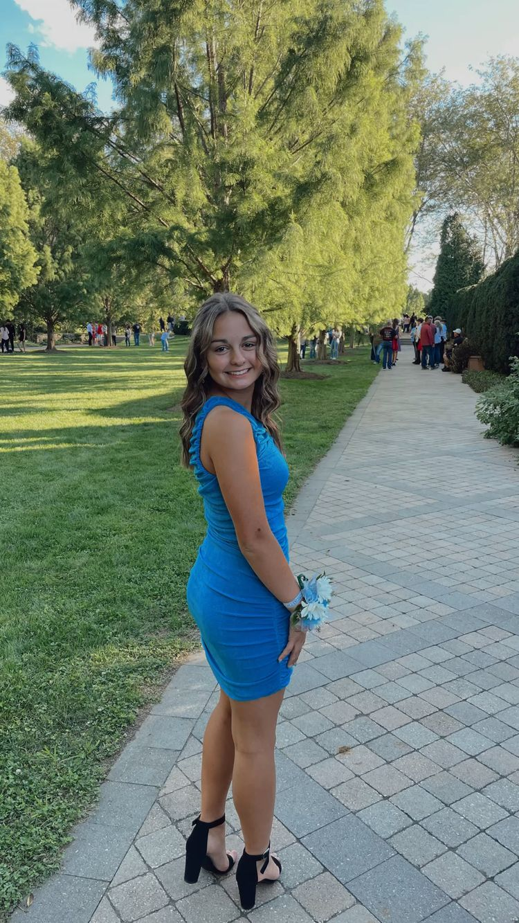 Blue One Shoulder Bodycon Dress,Tight Homecoming Dress Y3020