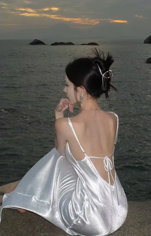 Simple White Satin Backless Long Prom Evening Dress Y7841