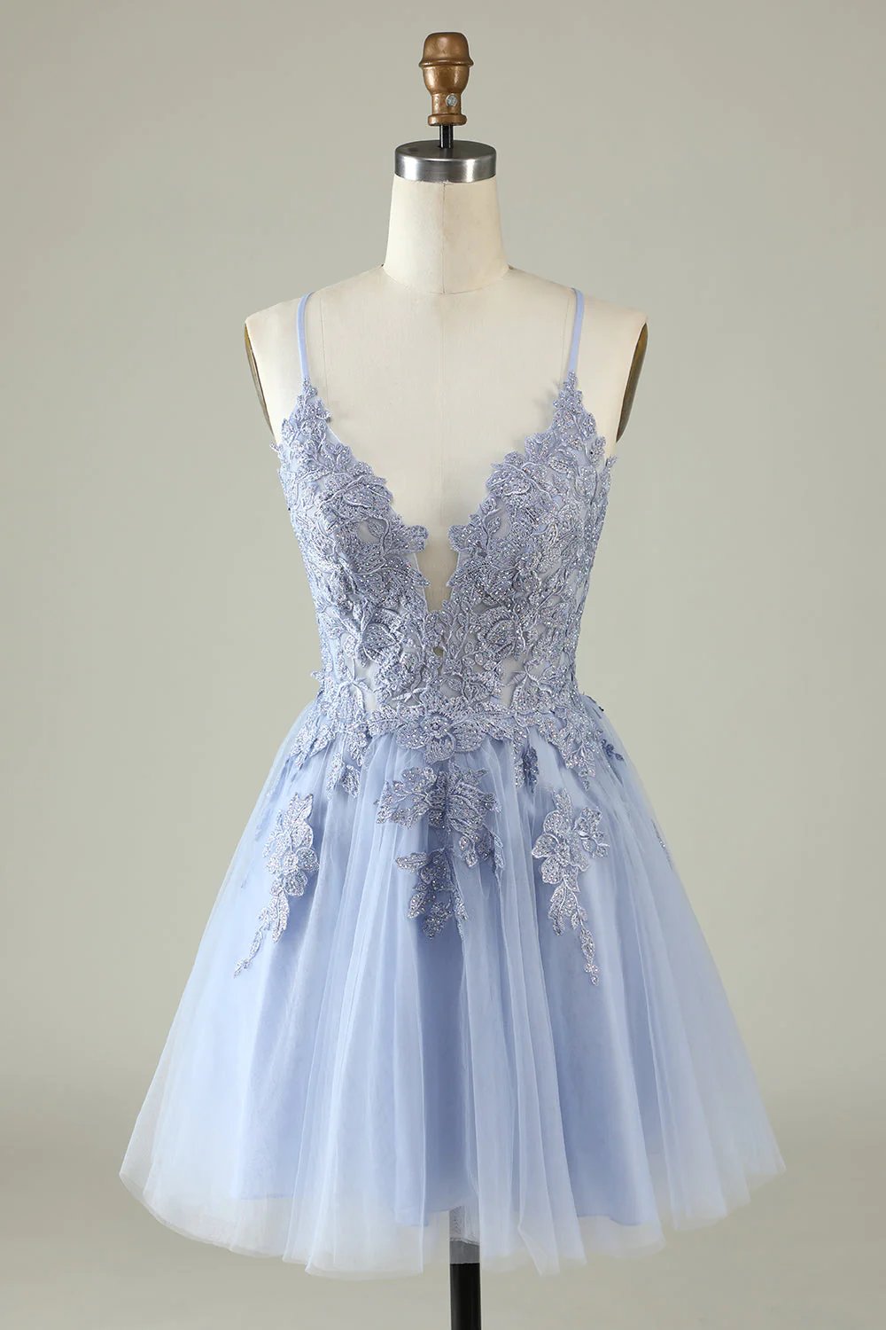 A Line Spaghetti Straps Light Purple Short Homecoming Dress with Appli Simplepromdress A Line Spaghetti Straps Light Purple Short Homecoming Dress with Appli Simplepromdress