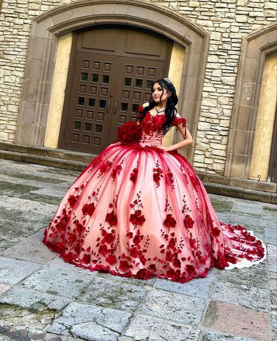 Custom Made 3D Flower Red Lace Quinceanera Dresses Off the Shoulder Ba Simplepromdress Custom Made 3D Flower Red Lace Quinceanera Dresses Off the Shoulder Ba Simplepromdress