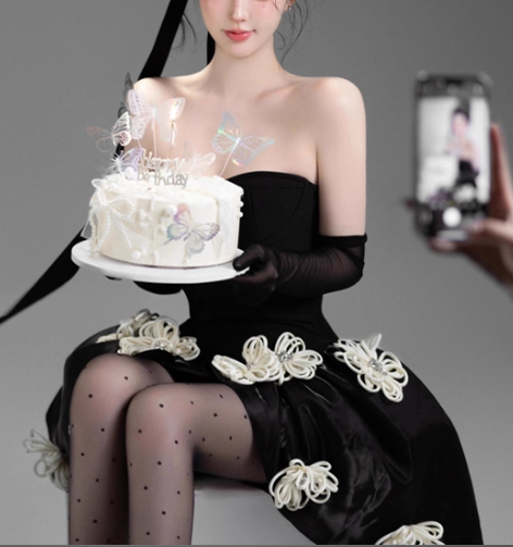 Cute Black Strapless Short A Line Birthday Outfits Formal Graduation Homecoming Dress Y9367