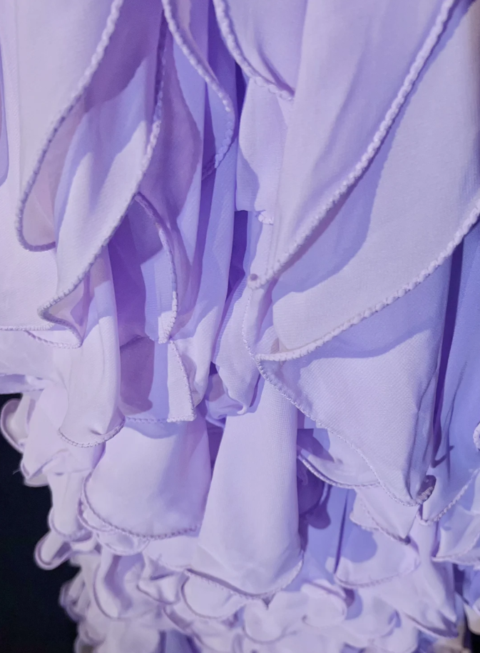 Classy Purple Off The Shoulder Chiffon Ruffle Long Evening Dress Formal 21th Birthday Outfits With Beads SP1969