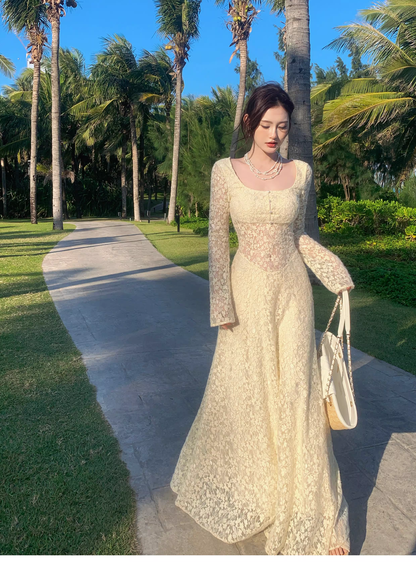 Charming Yellow Lace Mermaid Long Party Dress Birthday Prom Dress SP1976