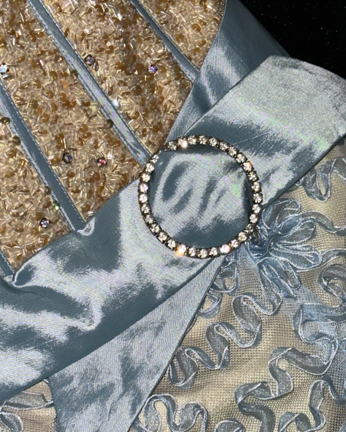 Gorgeous Blue Strapless Tulle Beaded Mermaid Evening Dress Birthday Prom Dress SP780