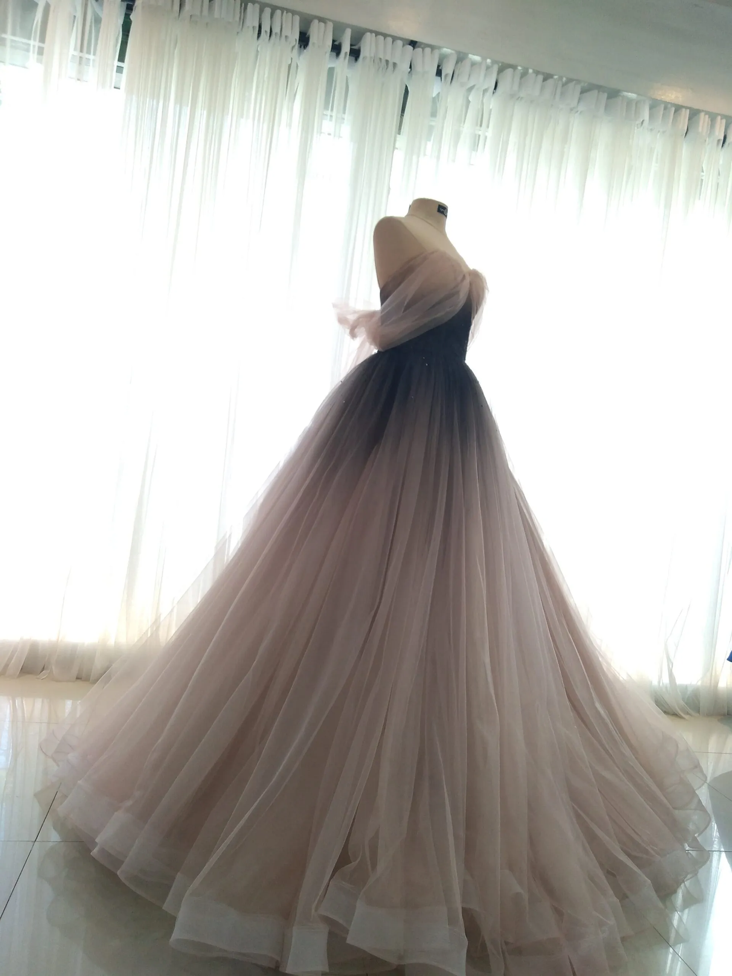 ombre prom dresses, ball gown, off shoulder prom dresses, bridal party dresses, formal dresses long Y1818