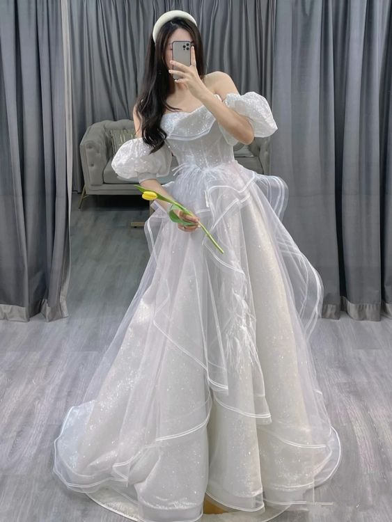 Princess off the sales shoulder prom dress