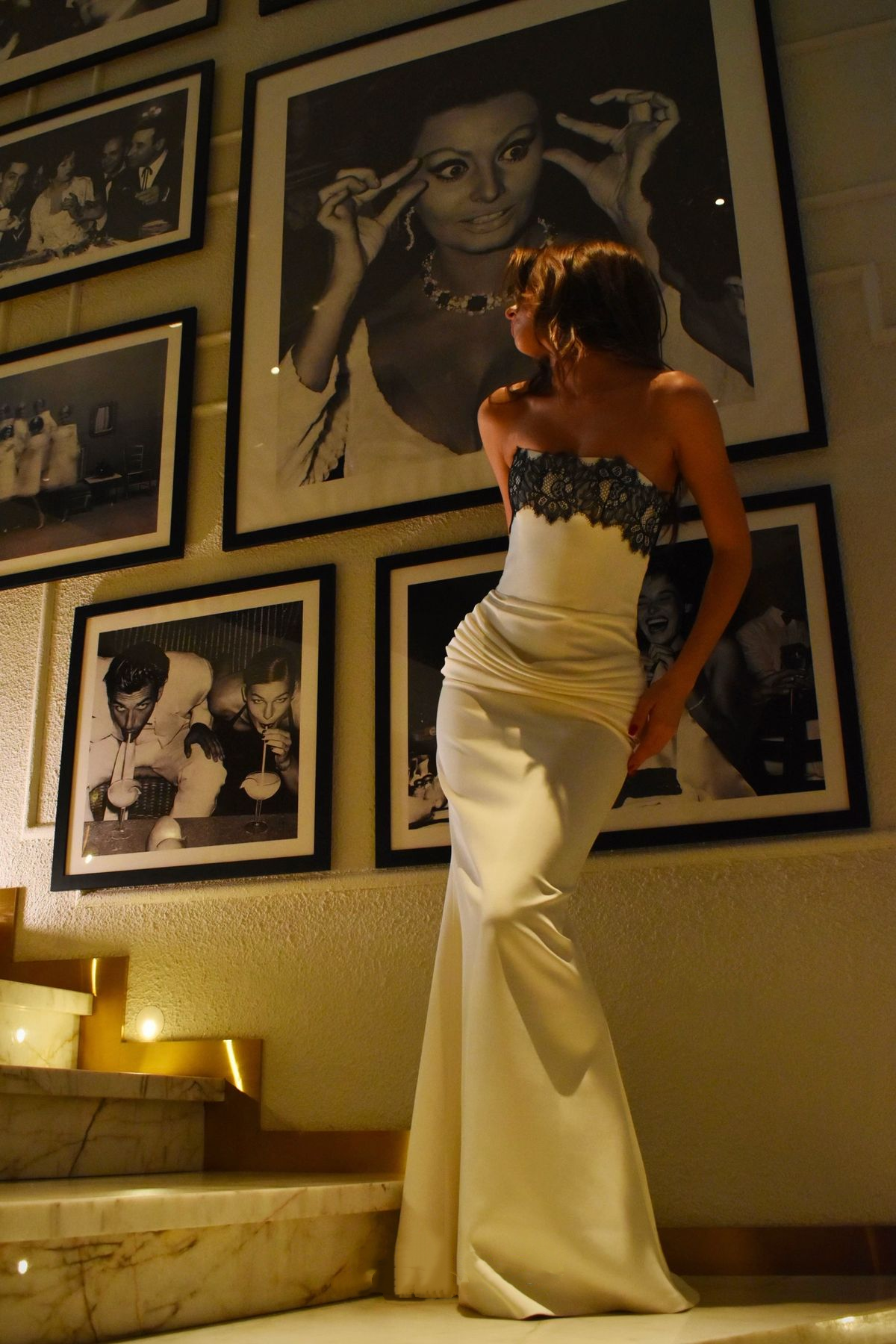 Stylish Strapless White Lace Satin Pleated Mermaid Evening Dress Long Simplepromdress Stylish Strapless White Lace Satin Pleated Mermaid Evening Dress Long Simplepromdress