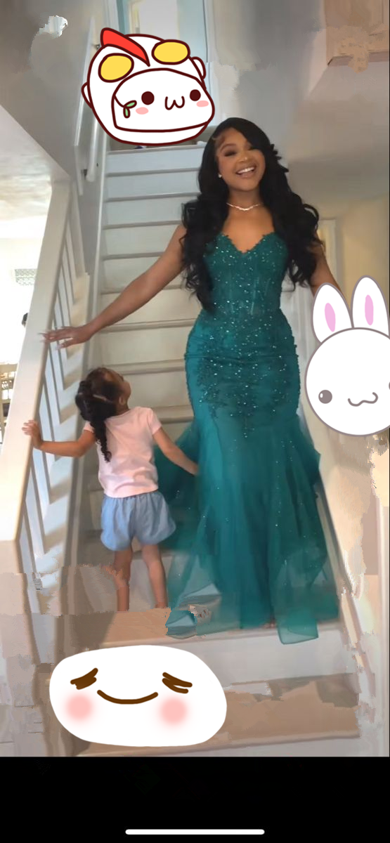 Dark Green Mermaid Tulle Lace Prom Dress Winter Formal Gown Y4169
