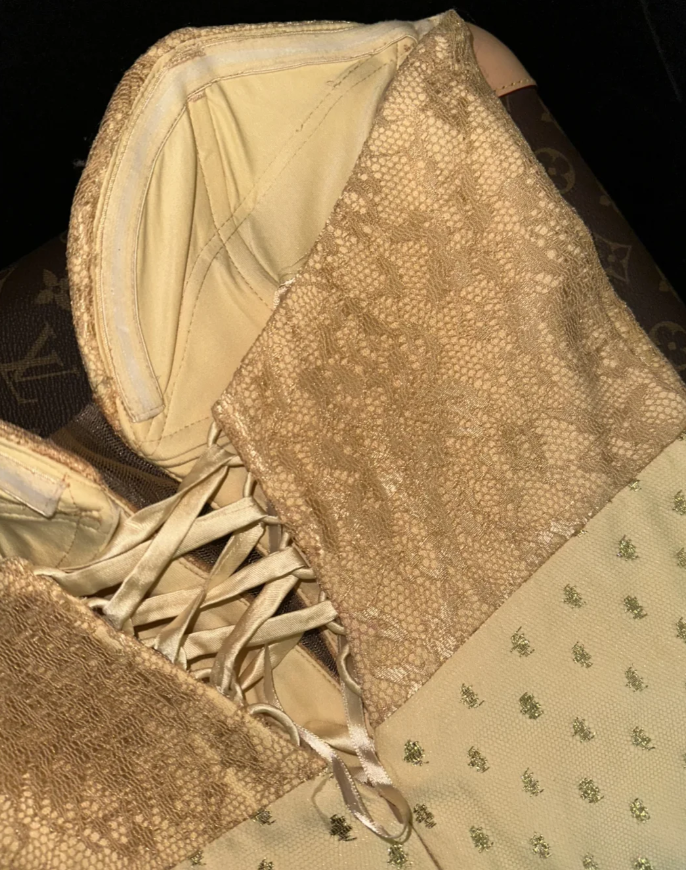 Classy Strapless Champagne Gold Tulle Lace Sequin Long Mermaid Party Dress SP679