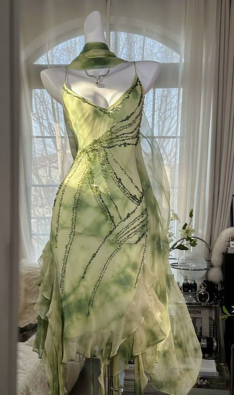 Unique Green Chiffon Beaded Mermaid Prom Dress Party Dress Y8789