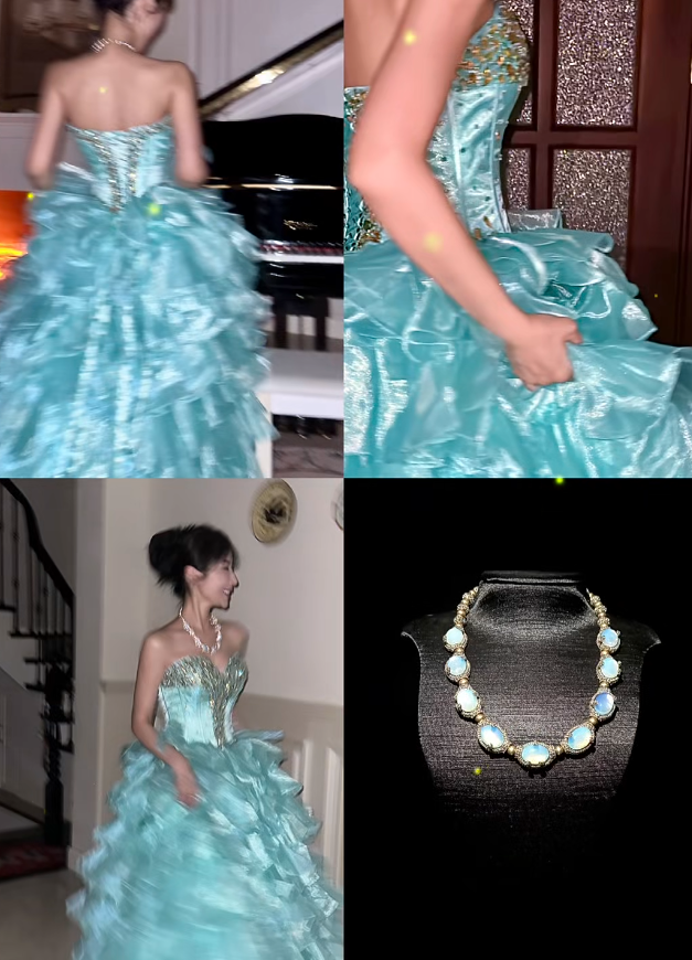 Classy Sweetheart Neck Blue Tulle Layered Beaded Long Birthday Prom Dress Evening Gown SP723