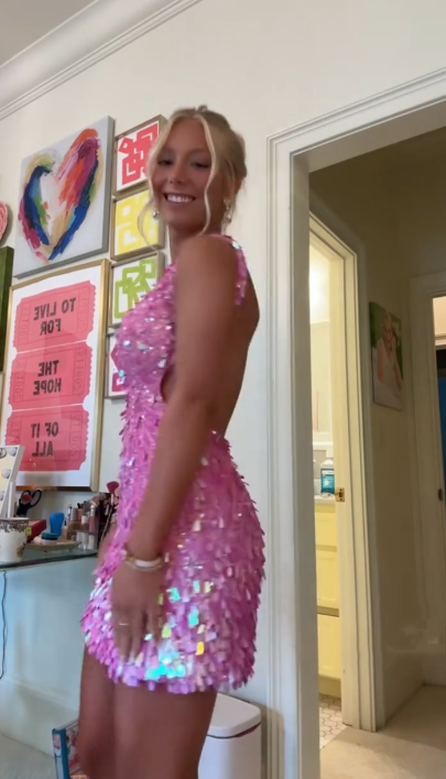 Gorgeous Hot Pink V Neck Sequin Backless Sheath Cocktail Dress Short Formal Homecoming Dress Y9280