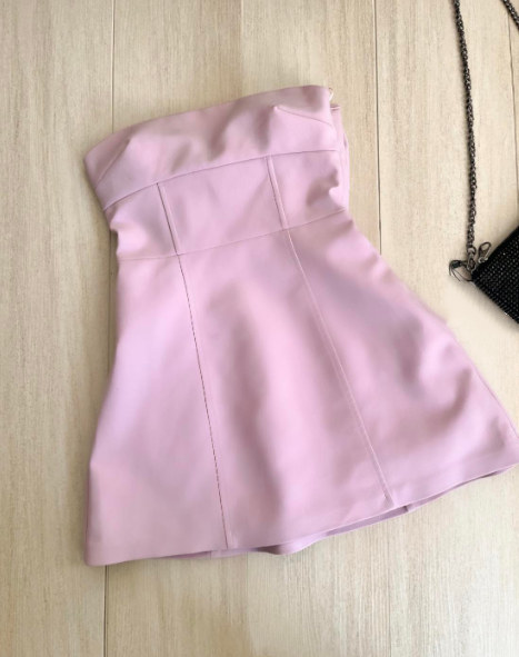 Cute Pink Strapless Satin A Line Short 7th Grade Homecoming Dress Birthday Outfits With Bow SP2313