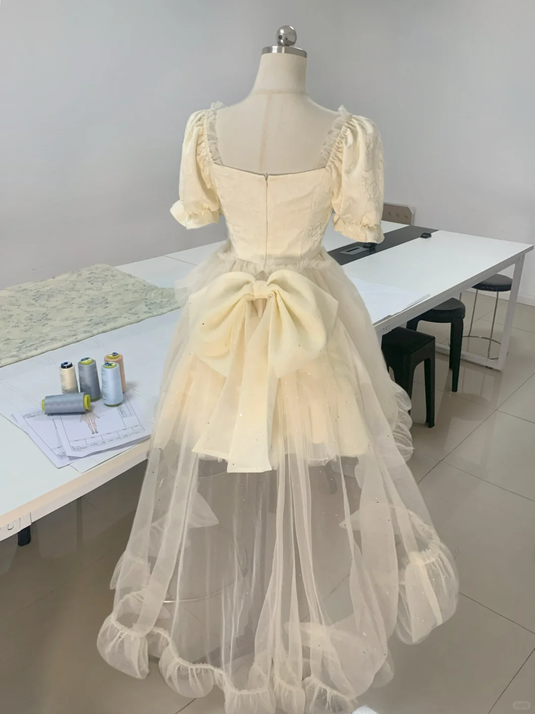 Elegant Beige Tulle Layered Hi-Low Short Formal Homecoming Dress Birthday Outfits Y9192