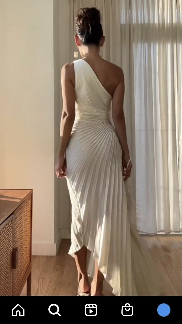 One Shoulder Pleated Asymmetrical Hem Satin Dress,Chic Prom Dress Y4666