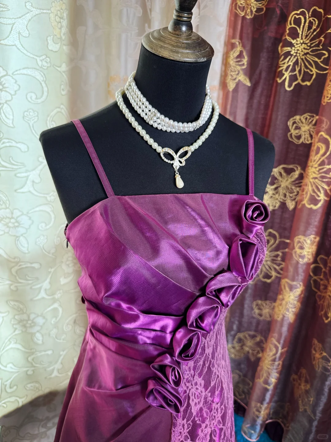 Vintage Spaghetti Straps Purple Satin Lace Short Homecoming Dress Birthday Dress SP85