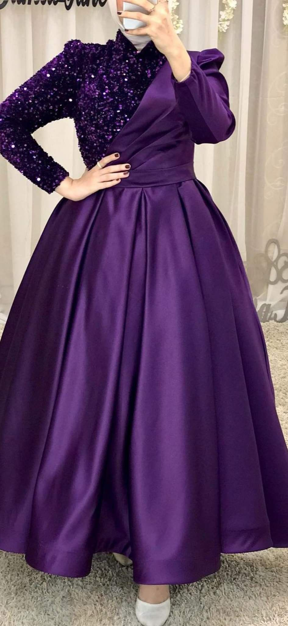 evening dresses for wedding prom long sleeve plus size purple