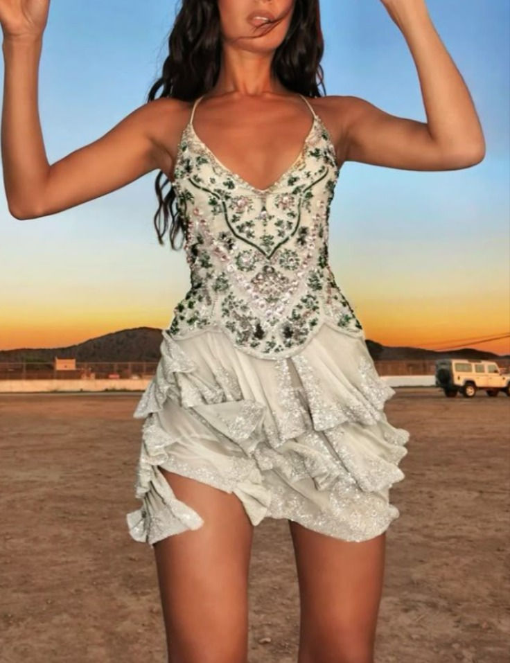 Sparkly Spaghetti Straps A Line Mint Green Chiffon Sequin Beaded Formal Homecoming Dress Cocktail Dress Y9262