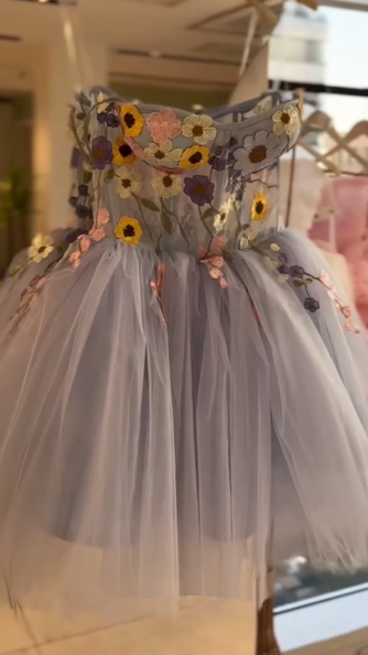 Pretty Tulle Appliques A Line Homecoming Dress,Blue Short Birthday Party Dress Y8513