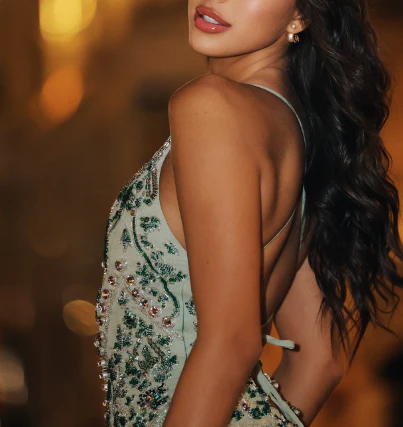 Sparkly Spaghetti Straps A Line Mint Green Chiffon Sequin Beaded Formal Homecoming Dress Cocktail Dress Y9262