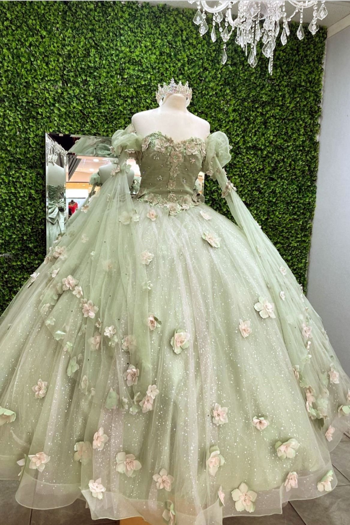 Shiny Light Sage Green Princess Dress with FlowersLight Sage Green Ba Simplepromdress Shiny Light Sage Green Princess Dress with FlowersLight Sage Green Ba Simplepromdress