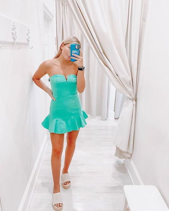 Strapless Mint Green Homecoming Dress,Graduation Dress Y2071