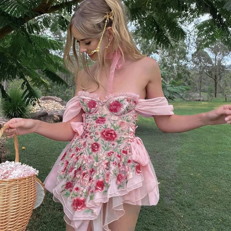 Classy Off The Shoulder Chiffon Lace Floral Short Homecoming Dress Birthday Outfits Y9845