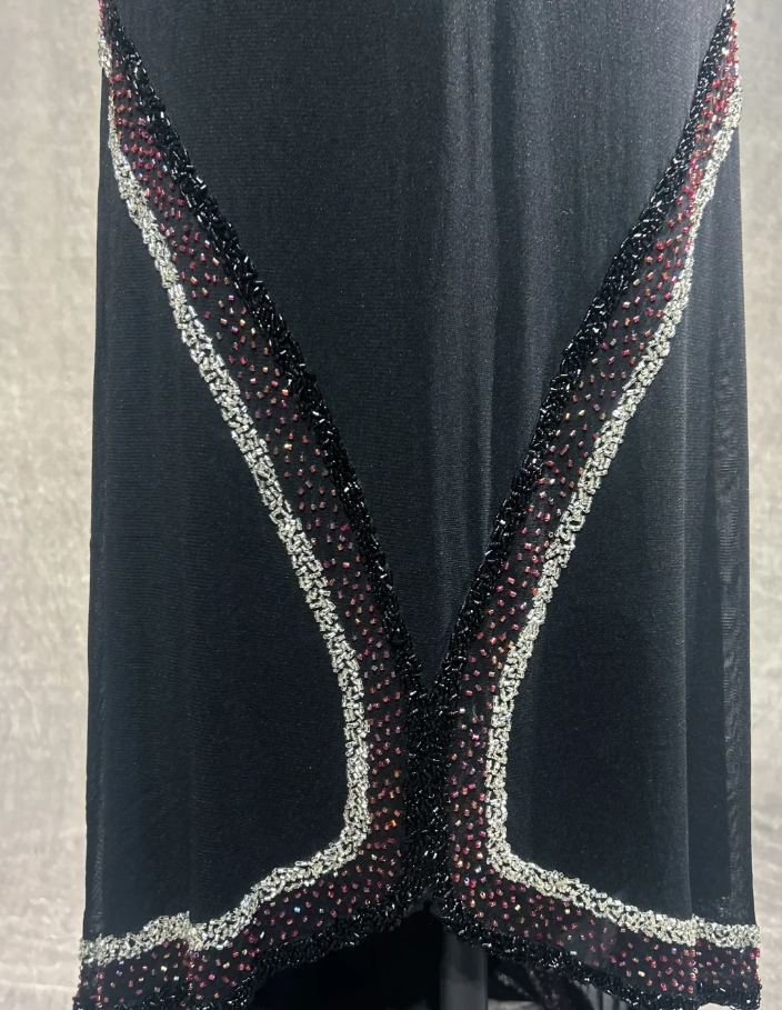 Stylish Spaghetti Straps Black Satin Beaded Mermaid Long Party Dress Formal Wedding Guest Dress SP1279