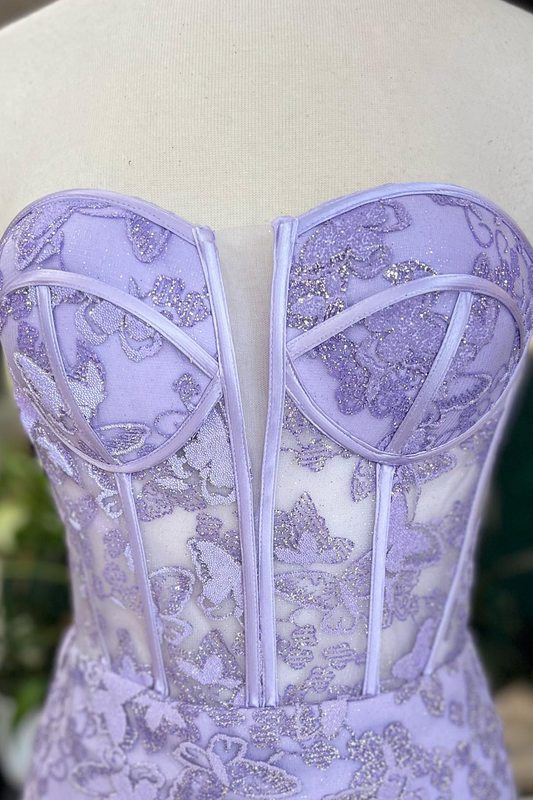 Sweetheart Lavender Butterfly Mermaid Long Prom Dress Y2775
