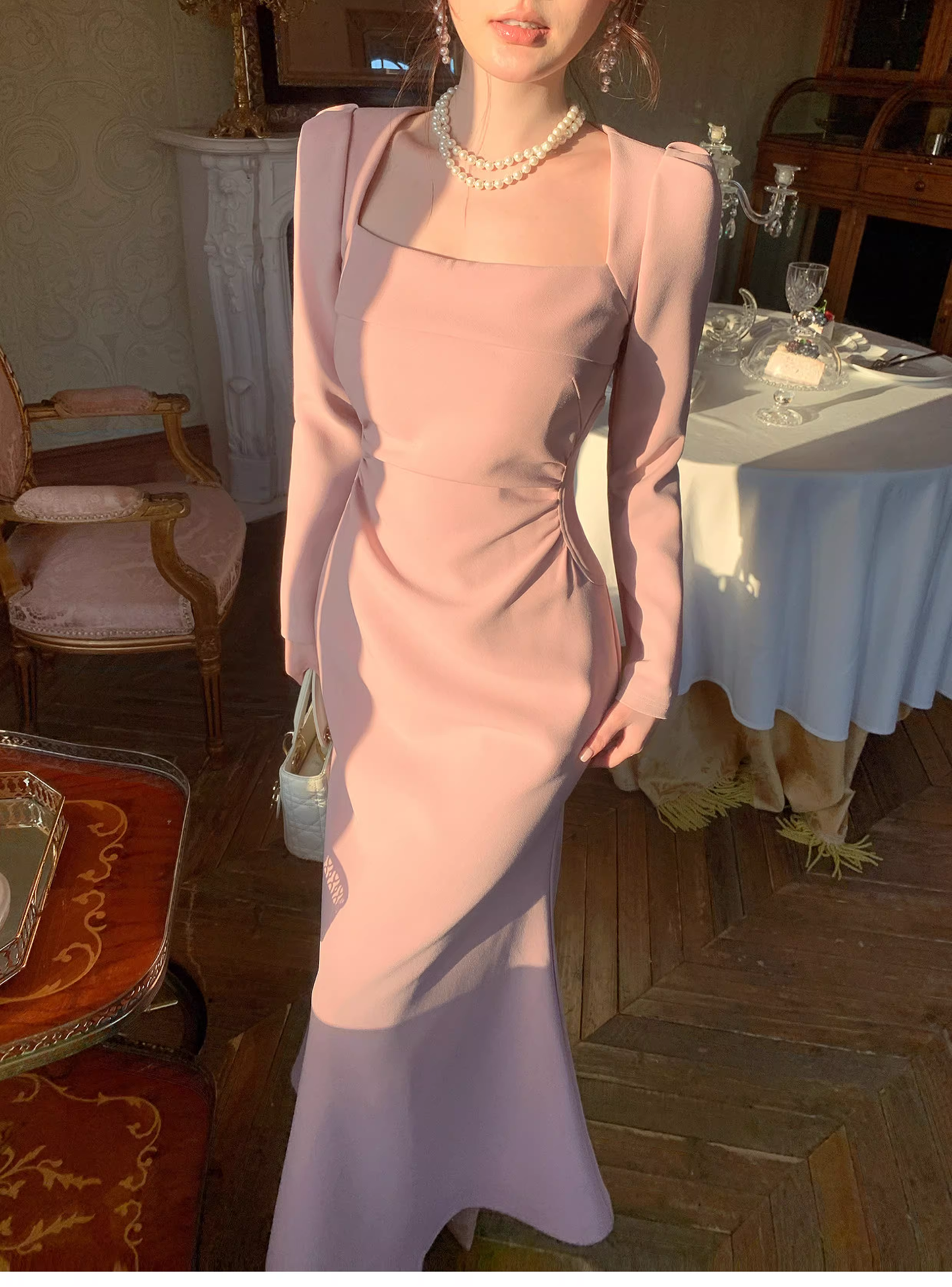 Pretty Red Satin Pleated Mermaid Formal Wedding Guest Dress Long Evening Dress SP1654