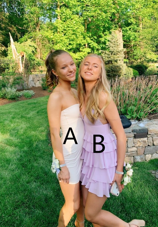 Cute A-line Purple Tiered Homecoming Dress,Purple Party Dress ,Y2536