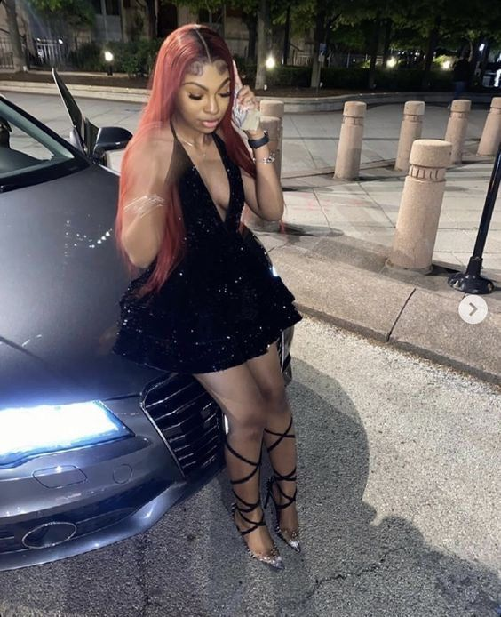 Red Sequin A-line Homecoming Dresses,Sparkly Sequin Cocktail Dresses Y4239