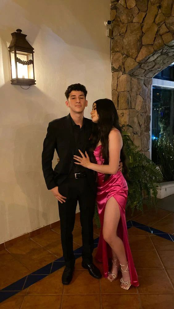 Charming Satin Mermaid Beaded Long Party Dress Slit Birthday Evening Dress Y7718