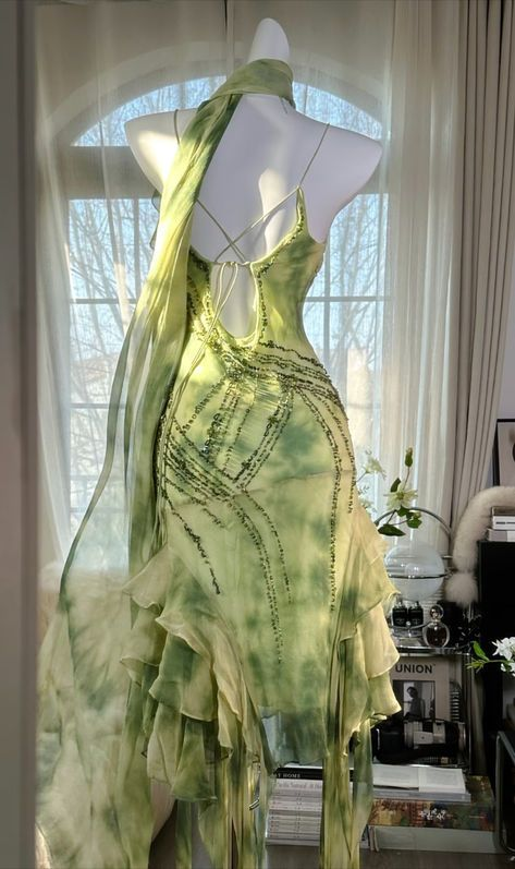 Unique Green Chiffon Beaded Mermaid Prom Dress Party Dress Y8789