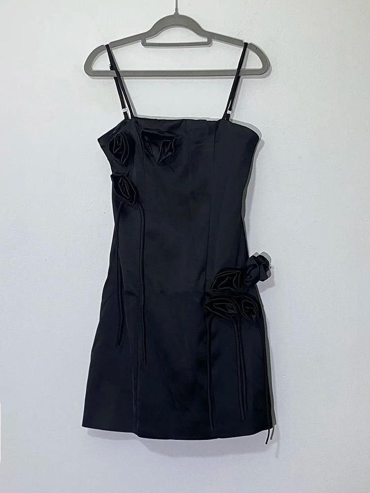 Pink 3D Flower Spaghetti Straps Short Party Dress Homecoming Dress Y8799