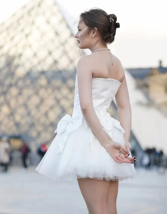 Trendy White Strapless A-Line Short Homecoming Dress 18th Birthday Outfits Y9200