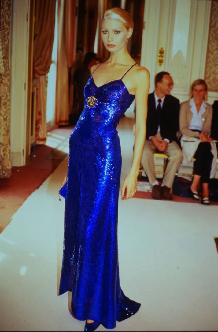 Fashion Spaghetti Straps Royal Blue Sequins Long Prom Dress Evening Dress Y8206