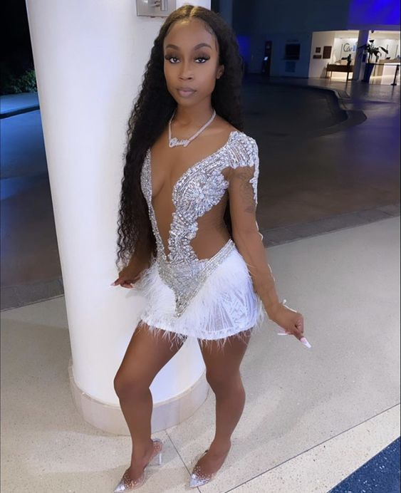 21th Birthday Outfit Dress Sexy Tight Beaded Dress Mini Homecoming Dress Y780