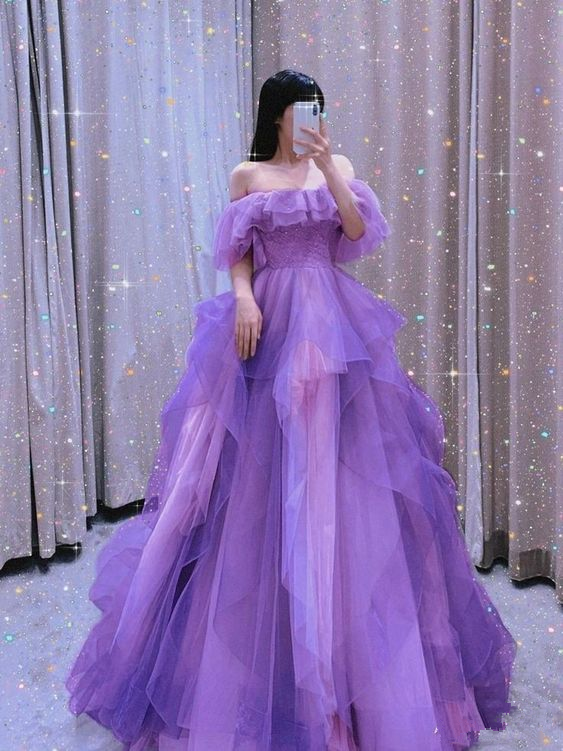 Off The Shoulder Purple A-line Tulle Evening Dress,Princess Dress Y562 Simplepromdress Off The Shoulder Purple A-line Tulle Evening Dress,Princess Dress Y562 Simplepromdress
