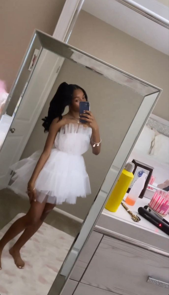 Lovely White A-line Tulle Homecoming Dress,18th Birthday Outfit Y5425 Simplepromdress Lovely White A-line Tulle Homecoming Dress,18th Birthday Outfit Y5425 Simplepromdress