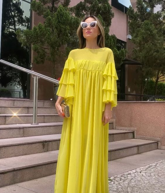 Modest Yellow Chiffon Maxi Dress,Yellow Wedding Guest Dress,Yellow Pro Simplepromdress Modest Yellow Chiffon Maxi Dress,Yellow Wedding Guest Dress,Yellow Pro Simplepromdress