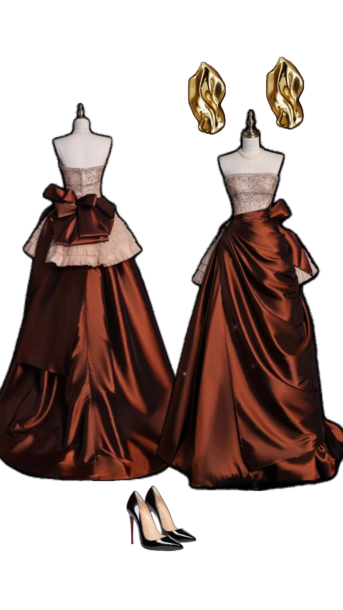 Vintage Strapless Satin Beaded A Line Evening Dress Prom Gown Y8795