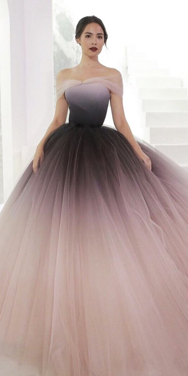 ombre prom dresses, ball gown, off shoulder prom dresses, bridal party dresses, formal dresses long Y1818