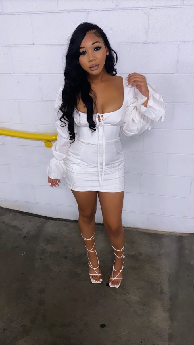 Solid Color Sweet Puff Sleeve Mini Dress,White Homecoming Dress Y2225 Simplepromdress Solid Color Sweet Puff Sleeve Mini Dress,White Homecoming Dress Y2225 Simplepromdress