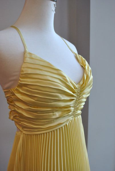 Charming Yellow A-line Pleated Prom Dress,Yellow Graduation Dress Y7374