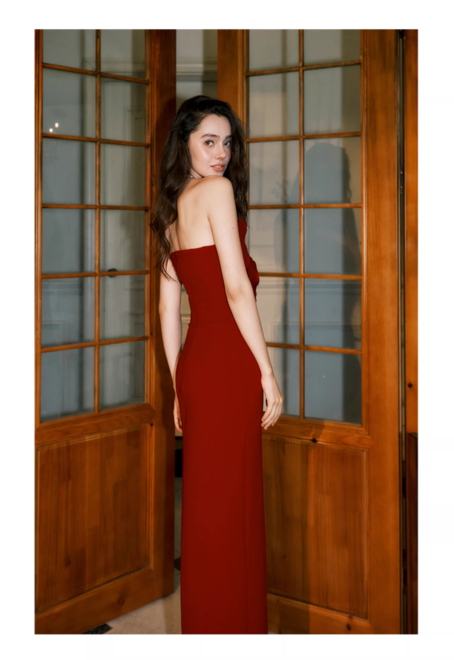 Unique Strapless Red Satin Sheath Slit Party Dress Long 18th Birthday Outfits SP1989