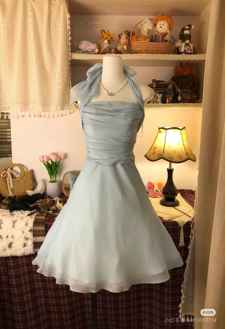 Classy Blue Chiffon Short Birthday Outfits Homecoming Dress Y8817