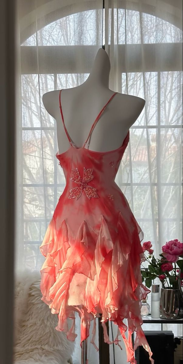 Classy Spaghetti Straps Chiffon Ruffles Beaded Homecoming Dress Short Birthday Outfits Y8920