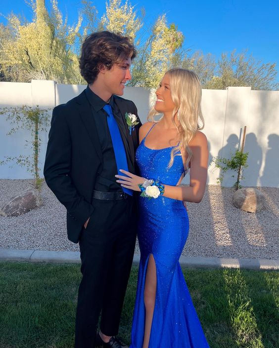 Gorgeous Royal Blue Prom Dress Long Mermaid Spaghetti-Straps Formal Gown Y1860