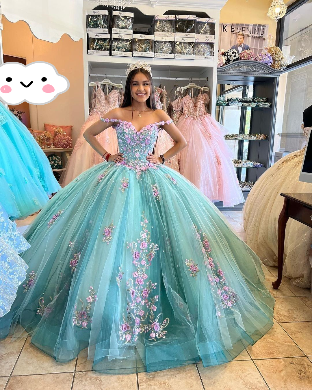 Teal quinceanera sales